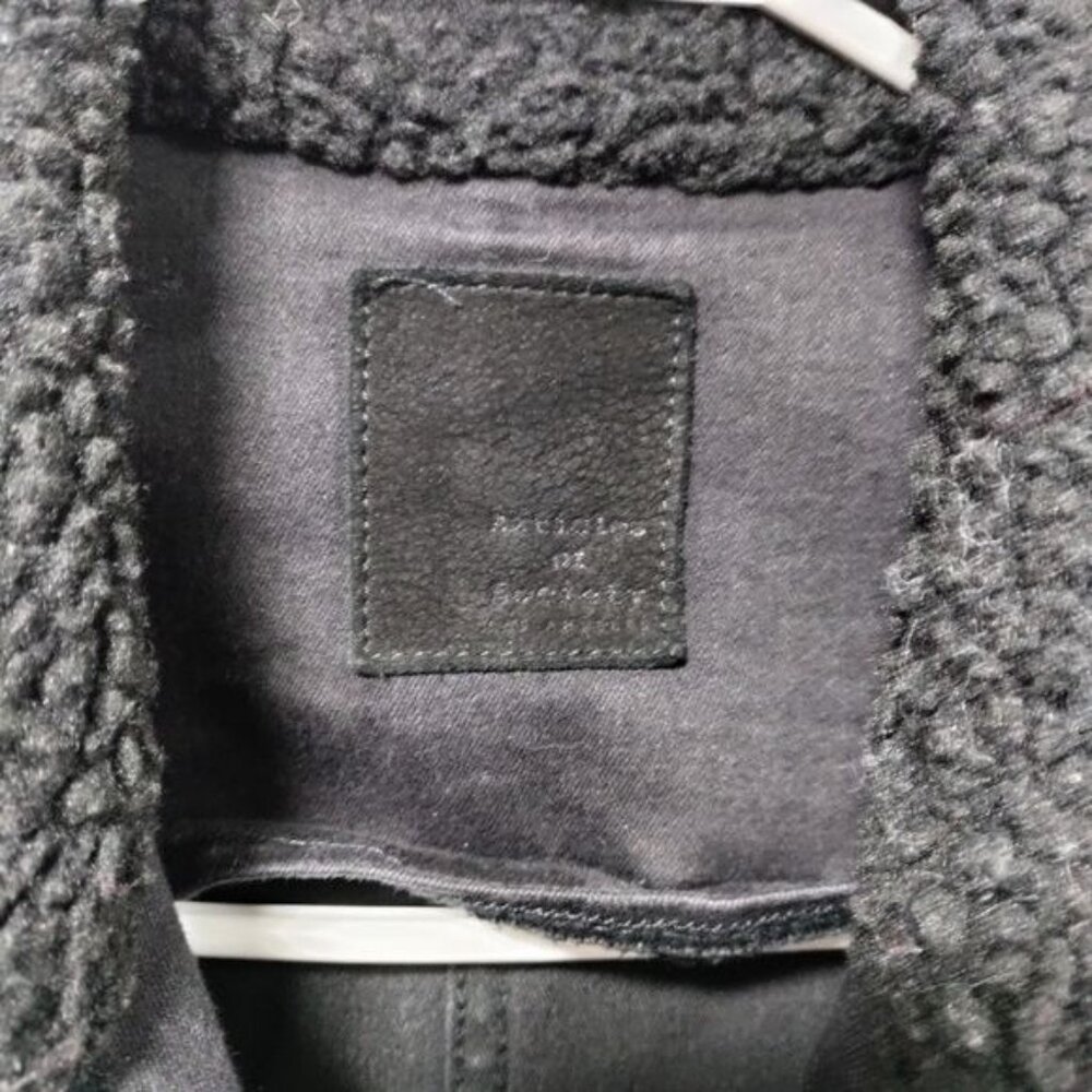 Articles Of Society Moto Jacket Black Denim Faux Fur Collar Zippered Pockets M - Picture 5 of 11